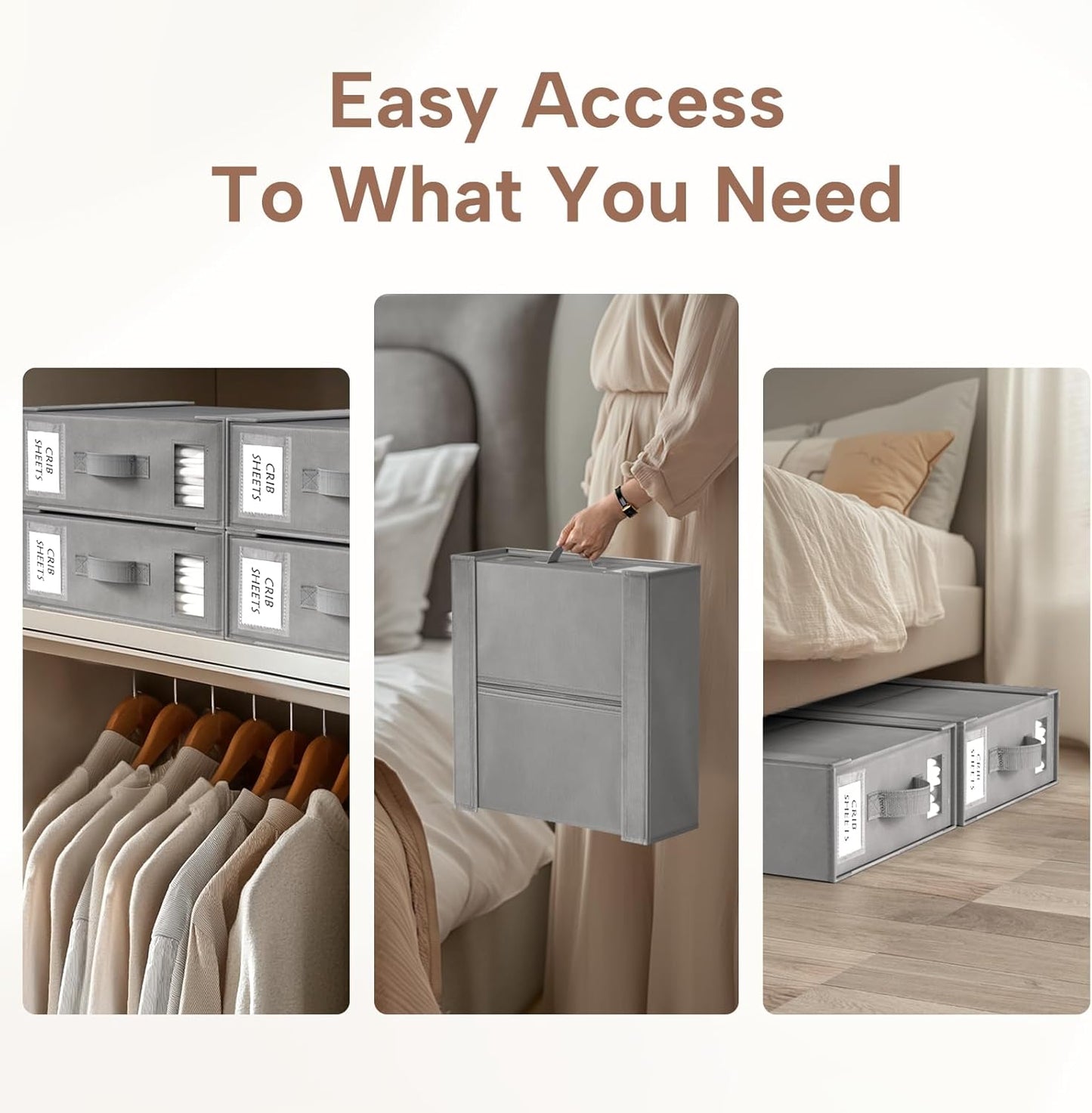 Bed Sheet Organizers and Storage, 6 Pack Foldable Linen Closet Organizer Box – Bedding Holder for Sheet Set (King/Queen Sizes), Duvet Covers, Blankets (Grey)