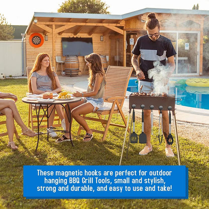 Black Magnetic Hooks, 25LBS Strong Magnetic Hooks Heavy Duty, 4Pack Neodymium Magnet Hooks for Cruise Cabin, Swivel Swing Magnets with Hooks for Refrigerator, Grill, Hanging, Classroom, Garage