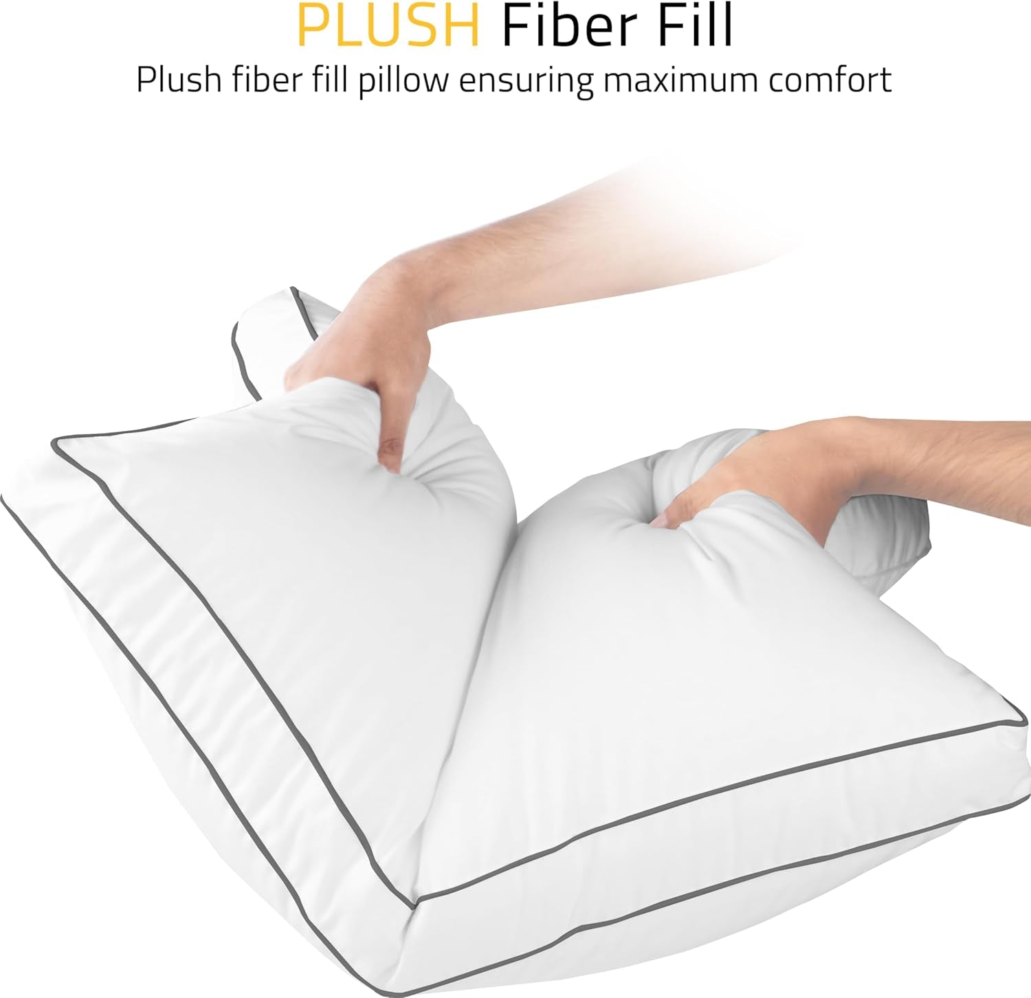 Bed Pillows for Sleeping Queen Size (Grey/White), Set of 2, Cooling Hotel Quality, Gusseted Pillow for Back, Stomach or Side Sleepers