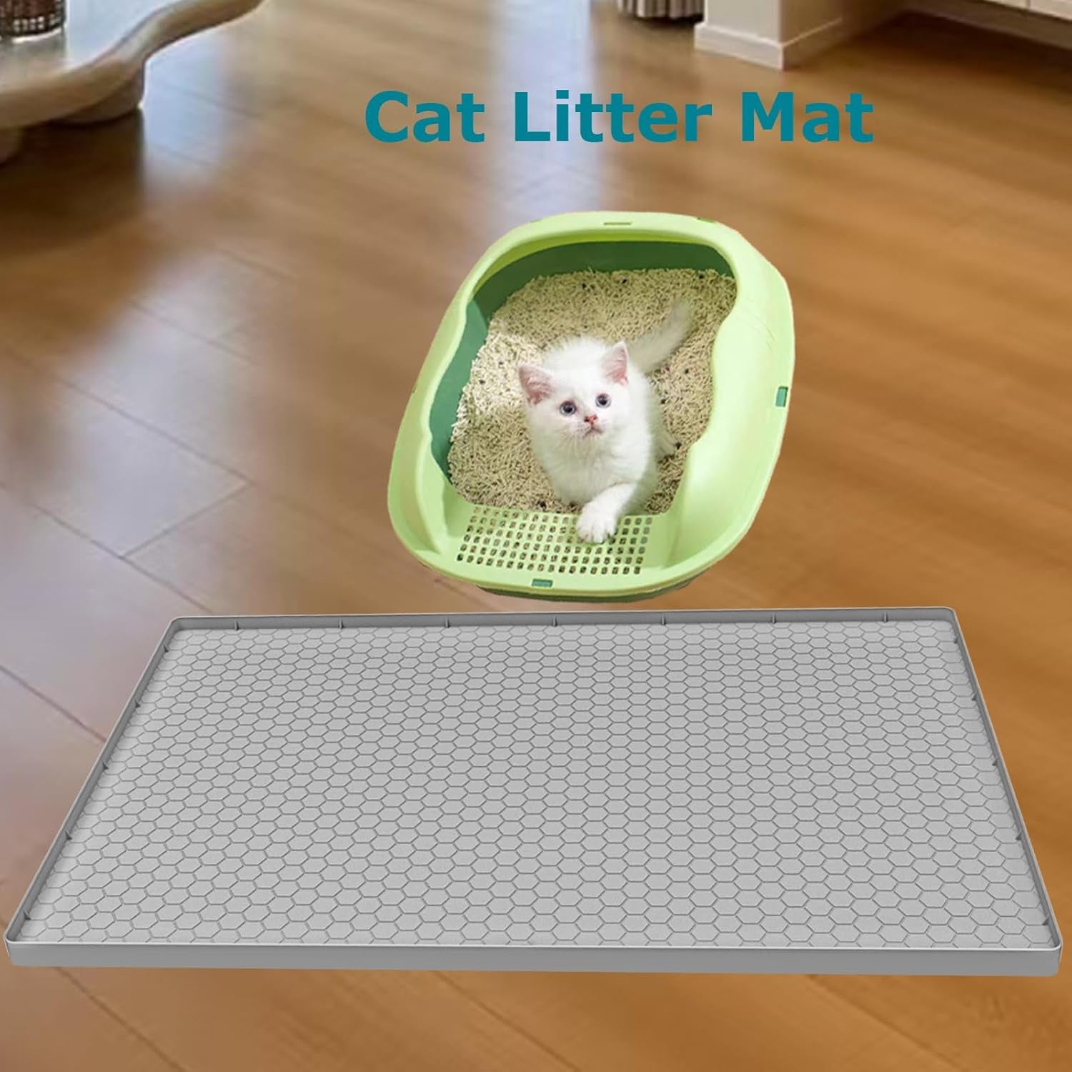 Under Sink Mat 28 X 19 for Kitchen Waterproof, Silicone under Sink Liner, Bathroom Kitchen Cabinet Protector Mat, Easy to Clean Cabinet Mat Organizers and Storage, Light Grey