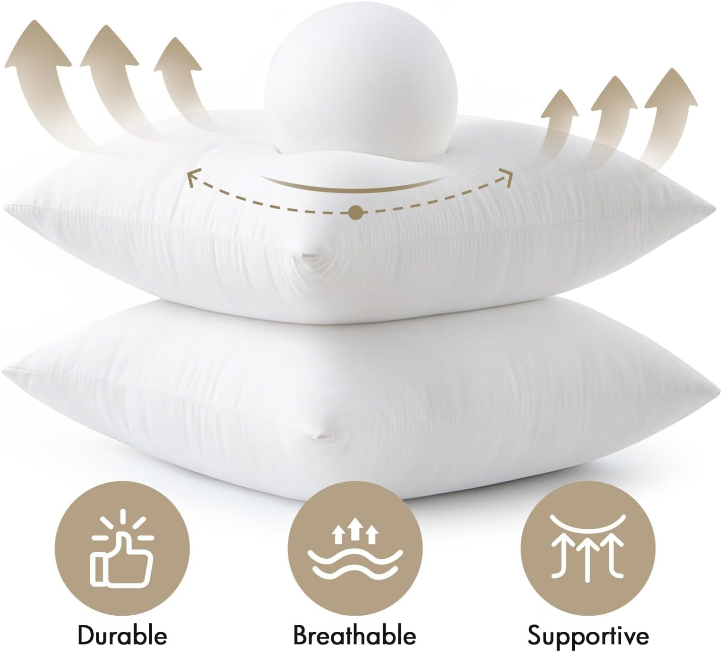 Premium 18x18 Inch Throw Pillow Inserts, Pack of 4, Filled with 100% Virgin Microfiber for Bed, Couch, and Sofa