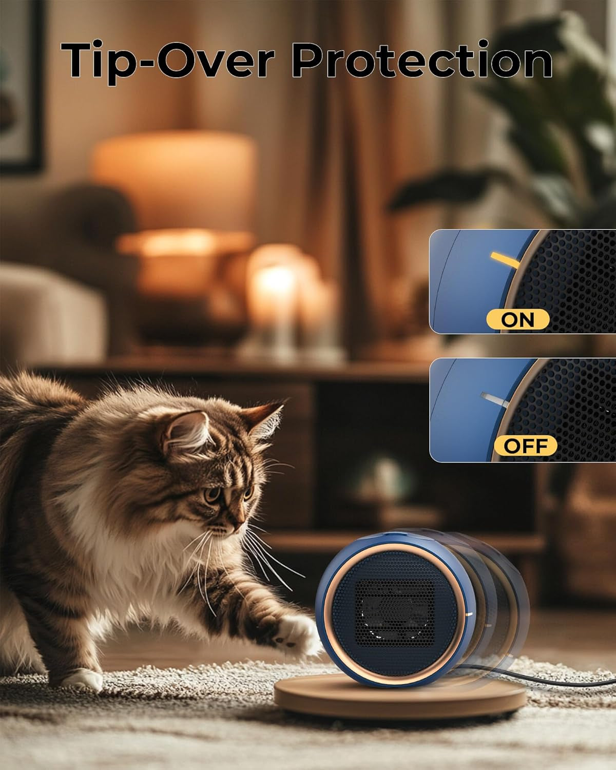 Space Heater for Indoor Use, Portable Electric Heater with 2S Fast Heating & PTC Ceramic, Tip-Over/Overheat Protection, Ultra Quiet Mini Desk Heater for Bedroom, Bathroom, Home Office