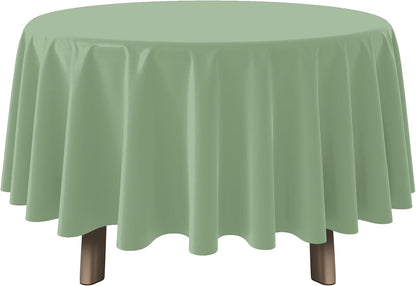 1Pcs Sage Green Plastic Tablecloths round Light Green Tablecloth Waterproof Disposable round Sage Table Cover for Birthday Bridal Wedding Baby Shower Party Decorations,84Inch