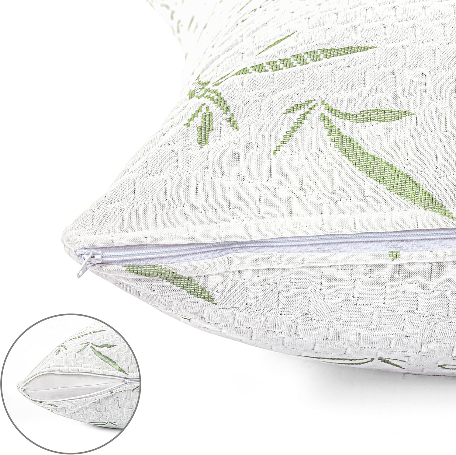 Waterproof Pillow Protectors with Zipper Queen Size (2 Pack), Soft and Cooling Bamboo Viscose Pillow Covers, Bed Bug Proof Pillow Encasements 20 X 28 Inches
