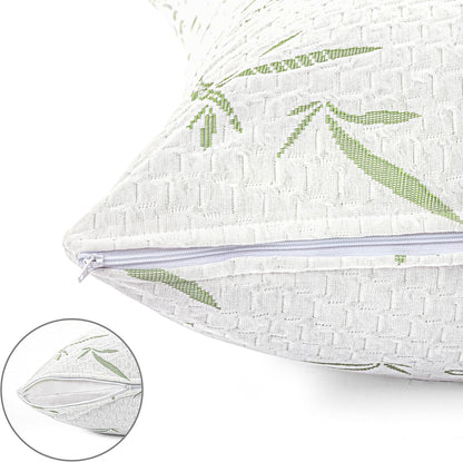 Waterproof Pillow Protectors with Zipper Queen Size (2 Pack), Soft and Cooling Bamboo Viscose Pillow Covers, Bed Bug Proof Pillow Encasements 20 X 28 Inches