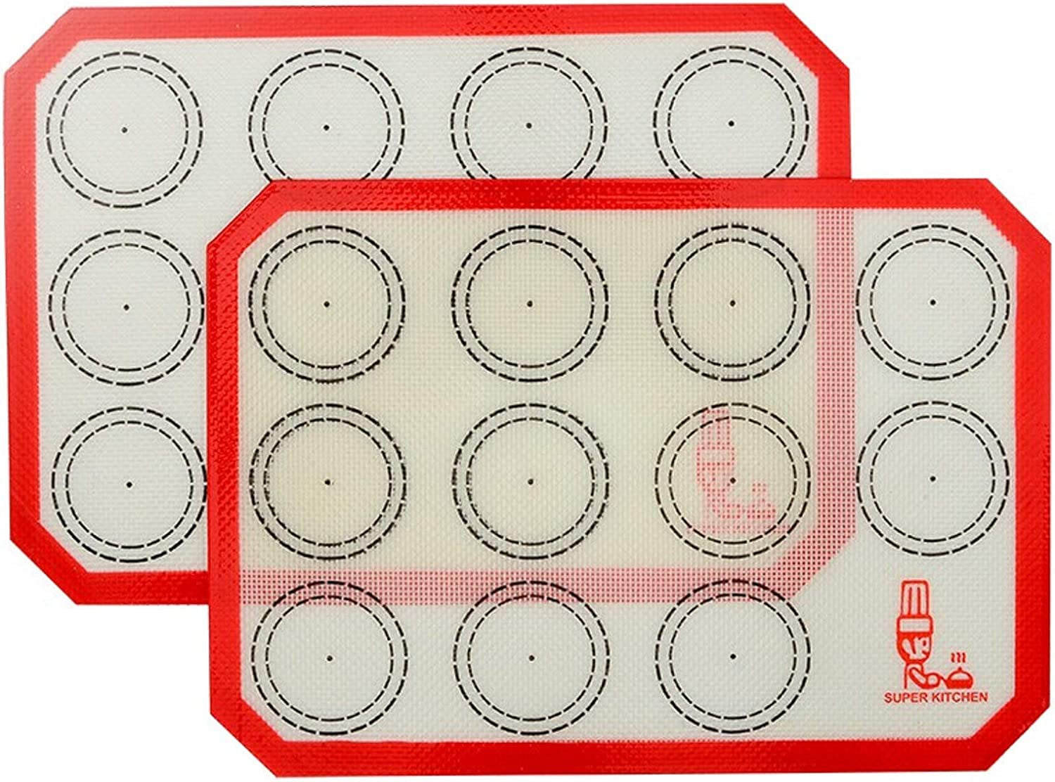 Non Stick Silicone Baking Mat Quarter Sheet Macaron - 8.2"X11.6",Set of 2 Toaster Oven Liners for Pizza/Cookie and Bread Making, Red,By  (Red)
