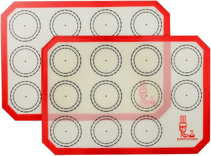 Non Stick Silicone Baking Mat Quarter Sheet Macaron - 8.2"X11.6",Set of 2 Toaster Oven Liners for Pizza/Cookie and Bread Making, Red,By  (Red)