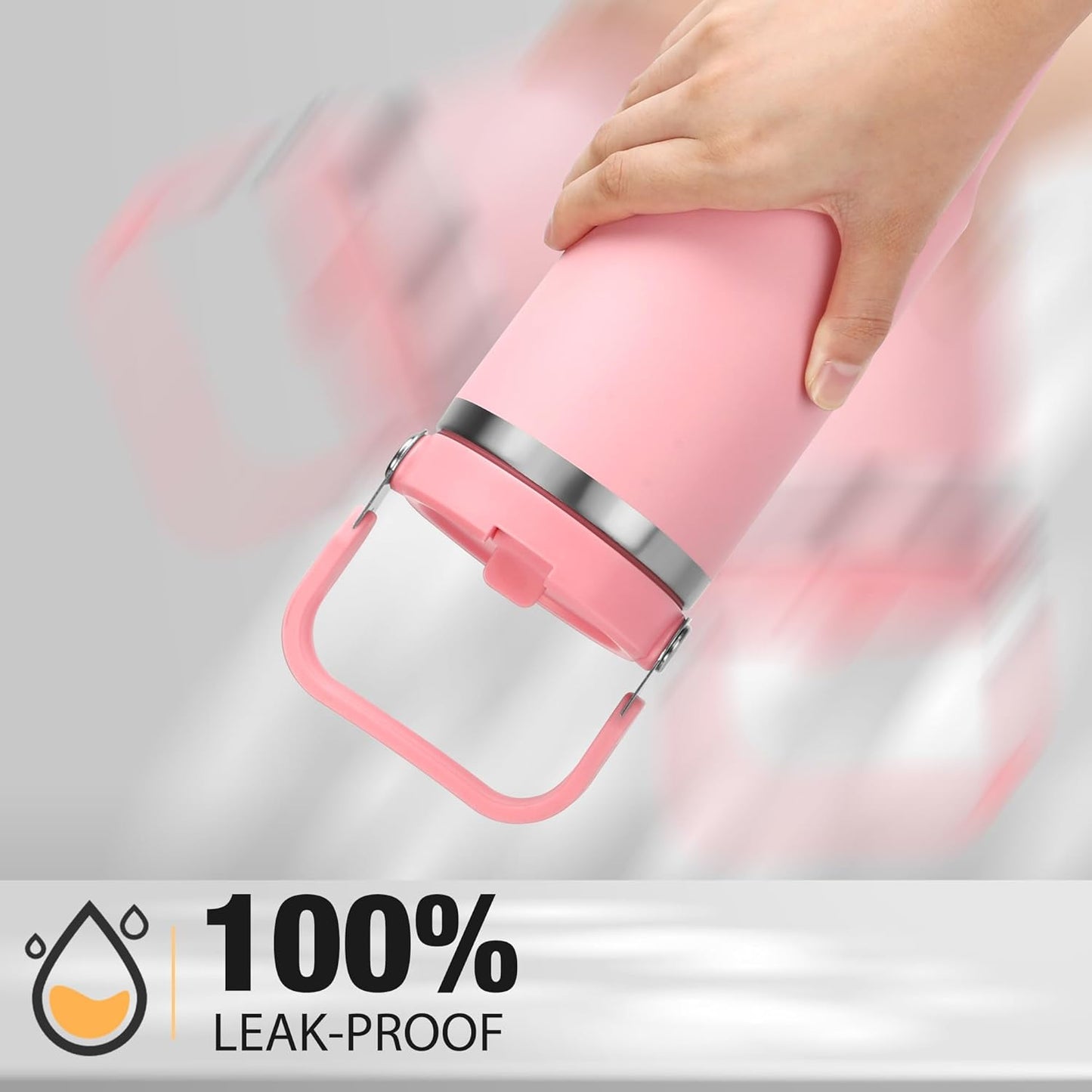 30 Oz Tumbler with Handle and Straw | Vacuum Insulated Water Bottles with Flip Straw and Top Handle | Stainless Steel Travel Mug Reusable Insulated Cup for Home, Outdoors | Cold for 30 Hours | Black