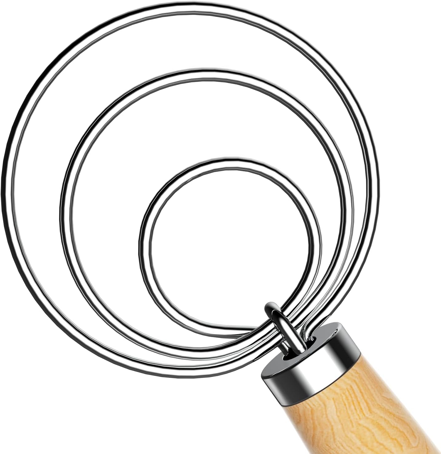 Dough Whisk, 13-Inch Wooden Danish Dough Whisk Sour Dough Tools with Stainless Steel Dough Hook Bread Whisk for Sourdough, Pizza, Pastry, Cake Batter Etc.