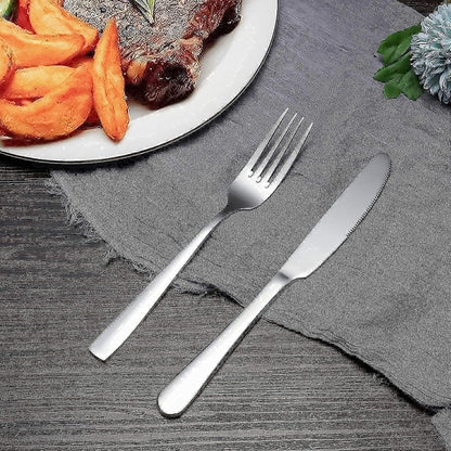 Dinner Forks and Teaspoons Bundle,16 Pcs 8" Food Grade Stainless Steel Silverware Forks & 16 Pcs 6.7" Stainless Steel Spoons,Mirror Finish & Dishwasher Safe,Use for Home,Kitchen or Restaurant