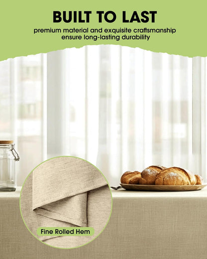 Rectangle Linen Tablecloth Waterproof & Stain Resistant, Wrinkle-Free Table Cloth Adds Elegance and Protection, Ideal for Dining, Party, Wedding and Outdoor, 52 X 70 Inch, Beige