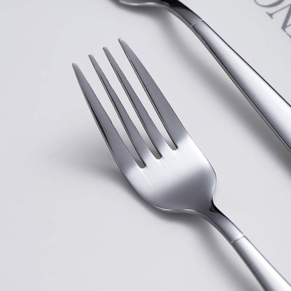 Set of 6 Modern Stainless Steel Dinner Forks and Spoons Silverware
