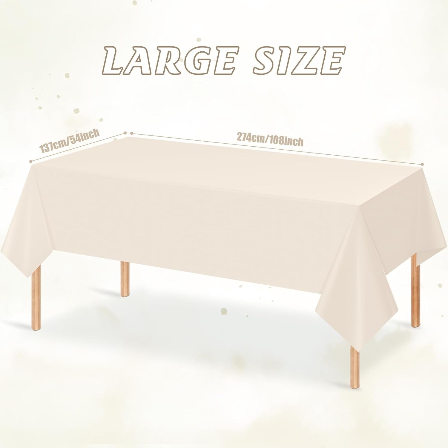 3Pcs Beige Tablecloths for Rectangle Tables,Disposable Plastic Ivory Table Cloth,Waterproof Cream Table Cover for Birthdays Weddings Anniversary Party Decorations,54 X 108 Inch