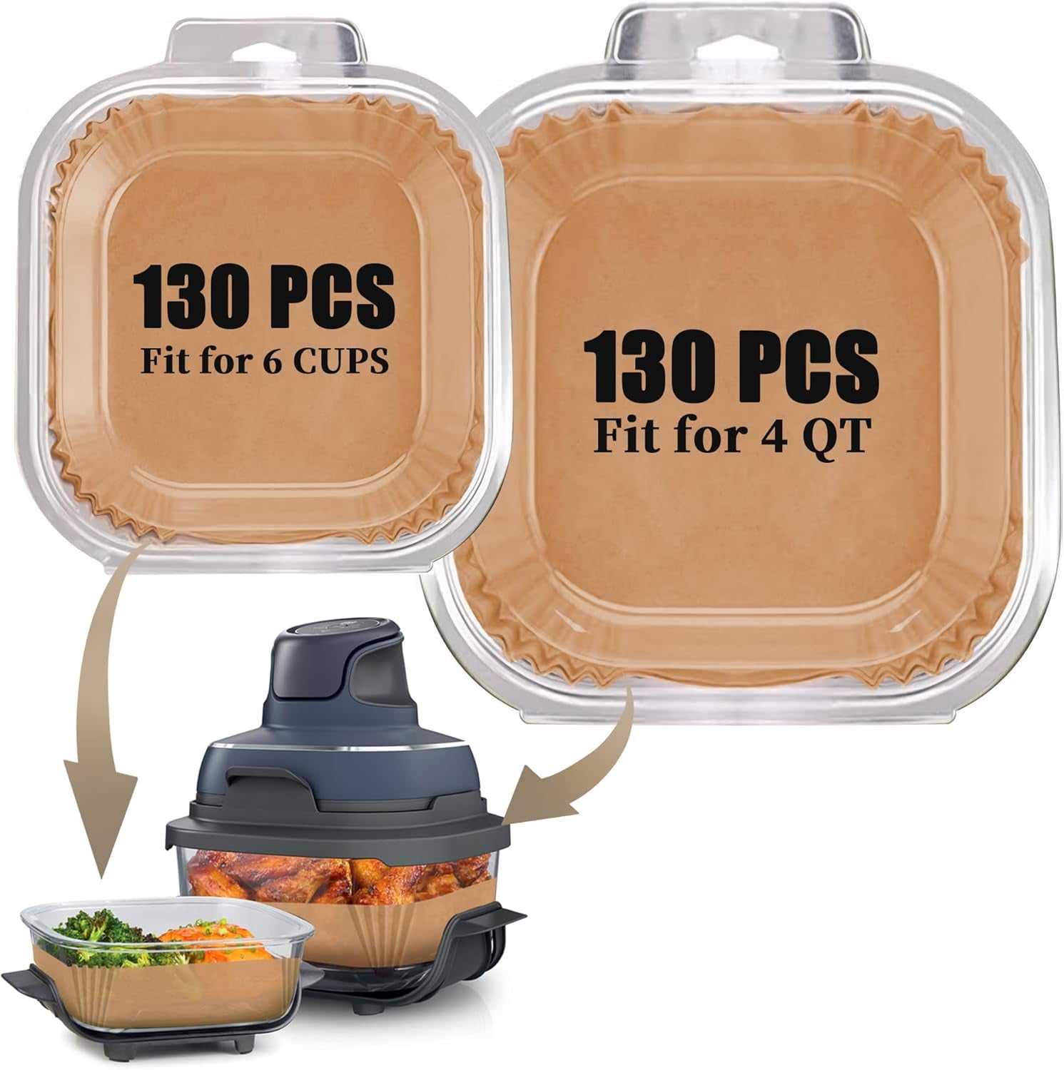 260Pcs Air Fryer Liners Disposable for Ninja Crispi, Parchment Paper Sheets Air Fryer Accessories for Ninja Glass Portable Cooking System