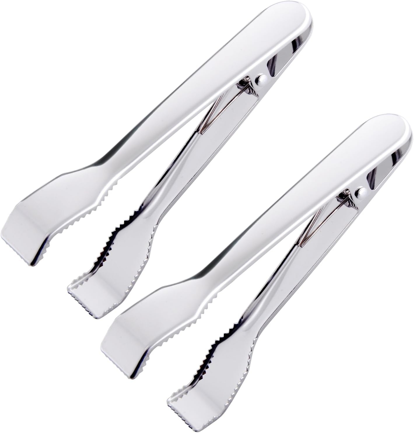 Ice Tongs for Ice Bucket 6-3/4 Inch - Set of 2 - Premium 18/8 Stainless Steel Ice Tongs with Teeth for Ice Sugar Cubes Tea Party Coffee Bar Food Serving