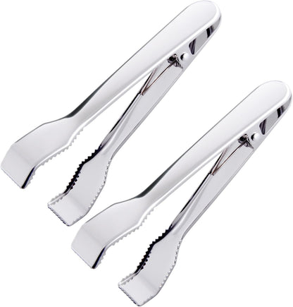 Ice Tongs for Ice Bucket 6-3/4 Inch - Set of 2 - Premium 18/8 Stainless Steel Ice Tongs with Teeth for Ice Sugar Cubes Tea Party Coffee Bar Food Serving