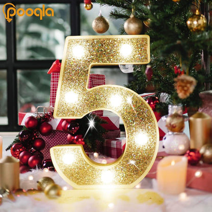 Marquee Numbers Lights, Light up Silver Numbers, Glitter Numbers Night Light Battery Powered for Christmas Wedding Home Bar Birthday Party Decoration, Silver Number 1