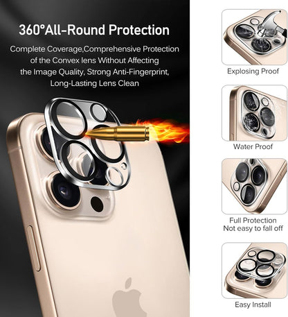 3-In-1 Clear Case for Iphone 16 Pro 6.3" 2024 Military Shockproof and 3-Pack Tempered Glass Screen Protector,3 Pack Camera Lens Protector with [Alignment Frame] Anti-Scratch Transparent