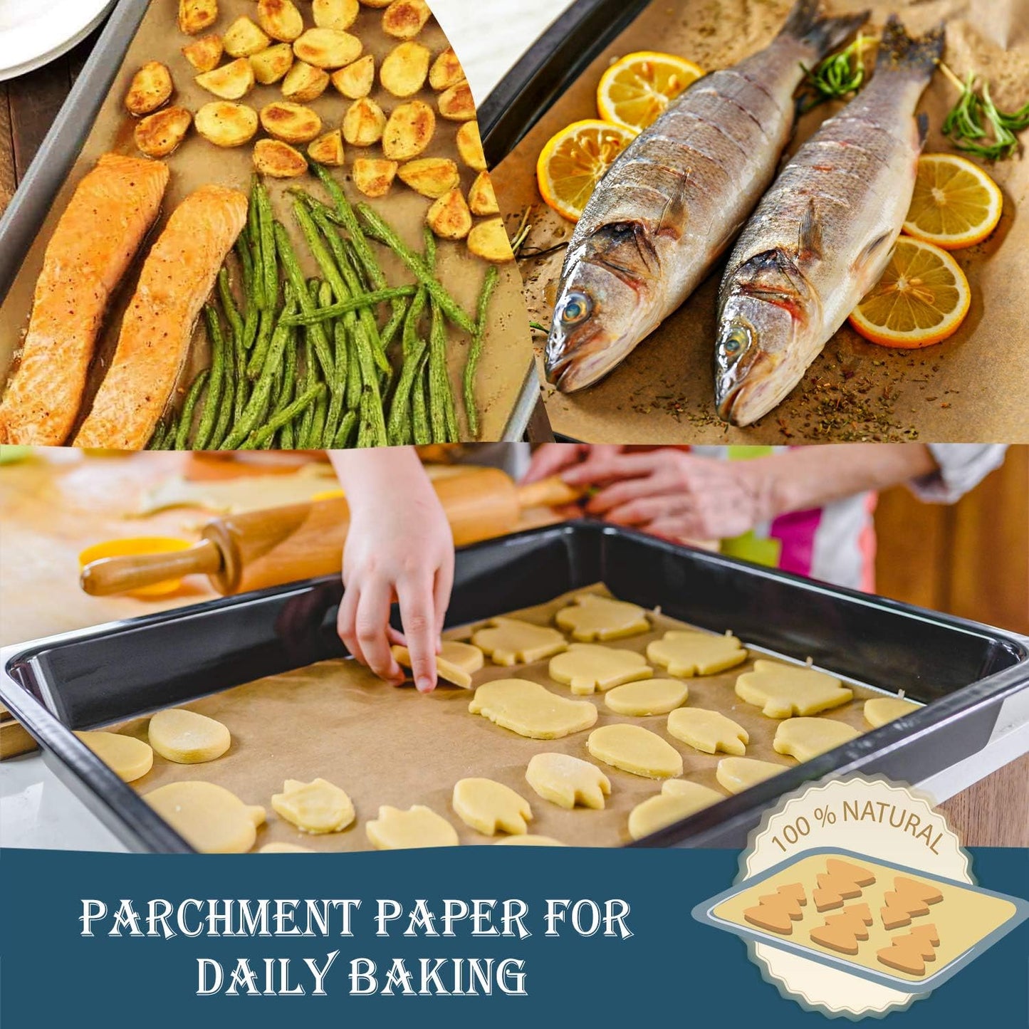 200 PCS Parchment Paper Baking Sheets 9X13 IN, Precut Non-Stick Parchment Paper for Baking, Cooking, Grilling, Frying and Steaming - Unbleached, Fit for Quarter Sheet Pans