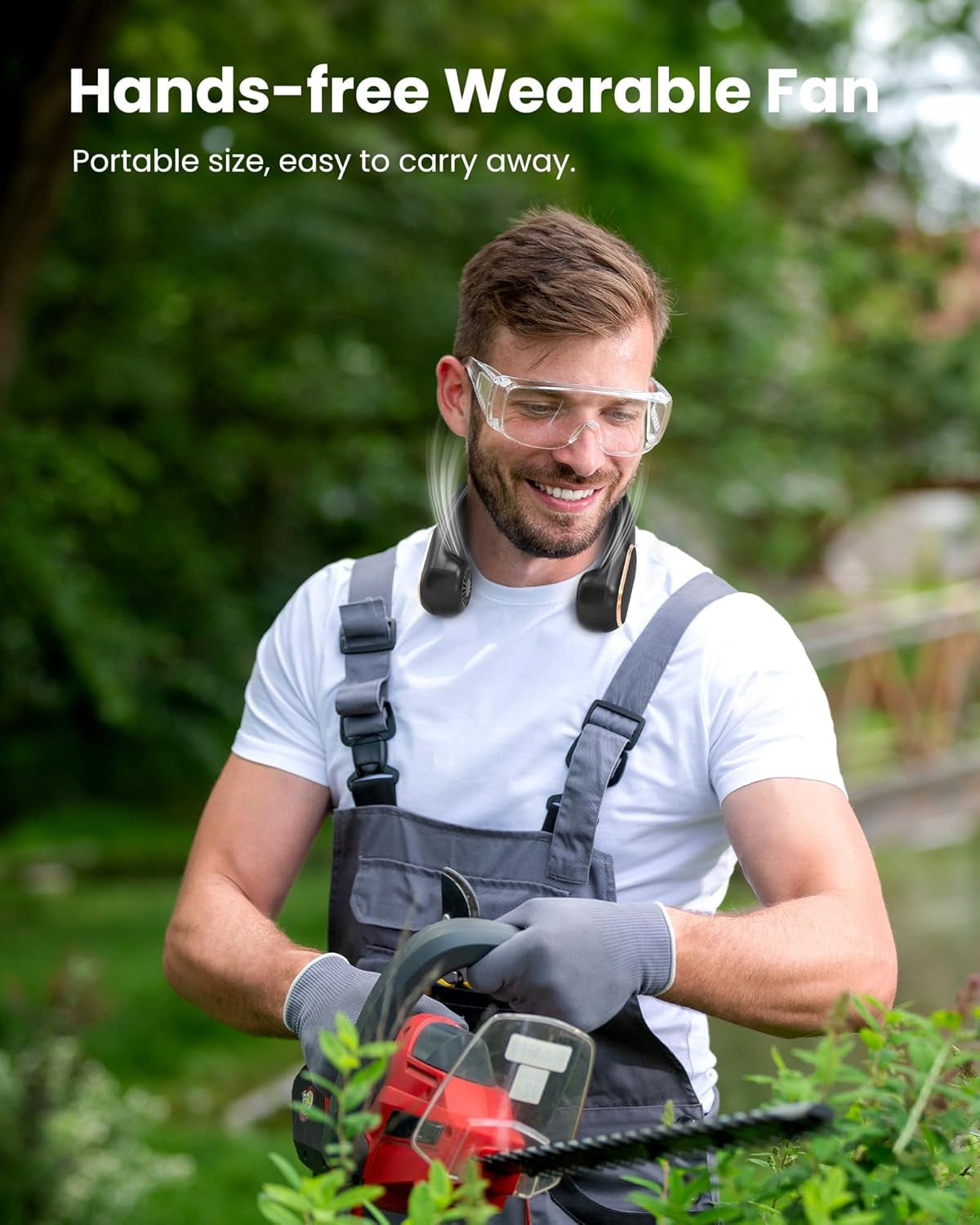 Neck Fan Rechargeable, Personal Portable Fan Battery Operated, Hands Free Wearable USB Neck Cooling Fan for Indoor Outdoor, Width Adjustable, Digital Display, 4-12H Working Time