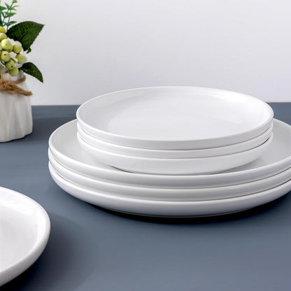 12-Piece Ceramic Dinnerware Set, Stoneware Plates and Bowls, Dishwasher and Microwave Safe, Service for 4 - White