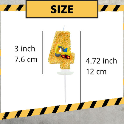 Construction Birthday Candles for Cake Decoration Yellow Glitter Number 2 Candle Construction Cake Topper Construction Themed Cupcake Topper Birthday Party Decorations Supplies Favors