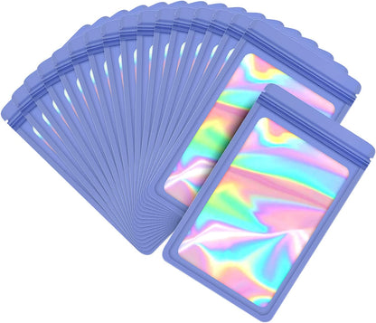 100-Pack 2×2 Inch Mylar Bags with Clear Window Holographic Resealable Sealable Packaging Zip Bag for Small Bussiness Jewelry Candy Sample Food Packing Supplies （Purple）