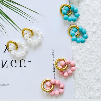 Gold Pearl Huggie Earrings for Women  Trendy Pearls Hoop Earrings Hypoallergenic Earrings for Sensitive Ears for Mother Daughter Girlfirend Jewelly Christmas Birthday Present