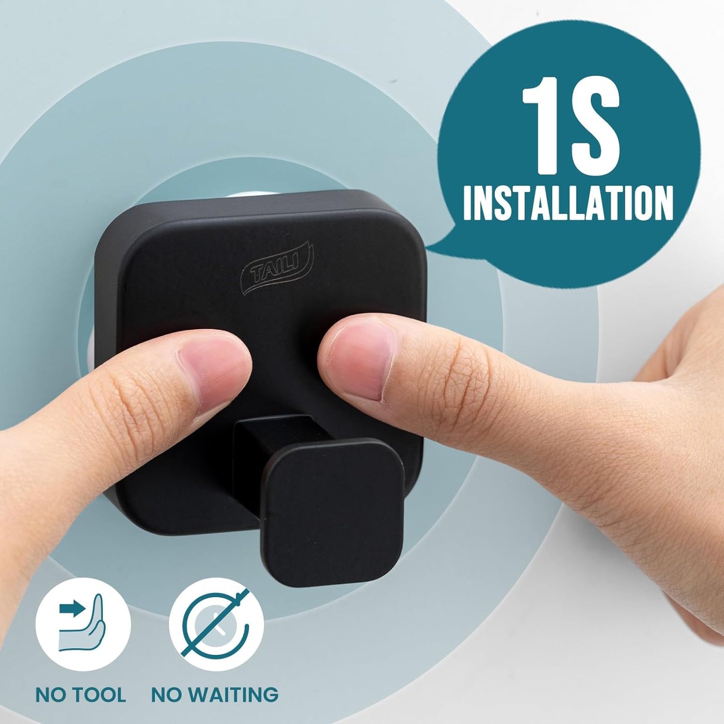 Stylish 304 Stainless Steel Bathroom Suction Hooks for Towel, Bathrobe, Loofah, No Damage Hanging Glass Shower Wall Hooks, Removable Patented Strong Suction Cup Holders, Hold up to 11 Lbs, Black