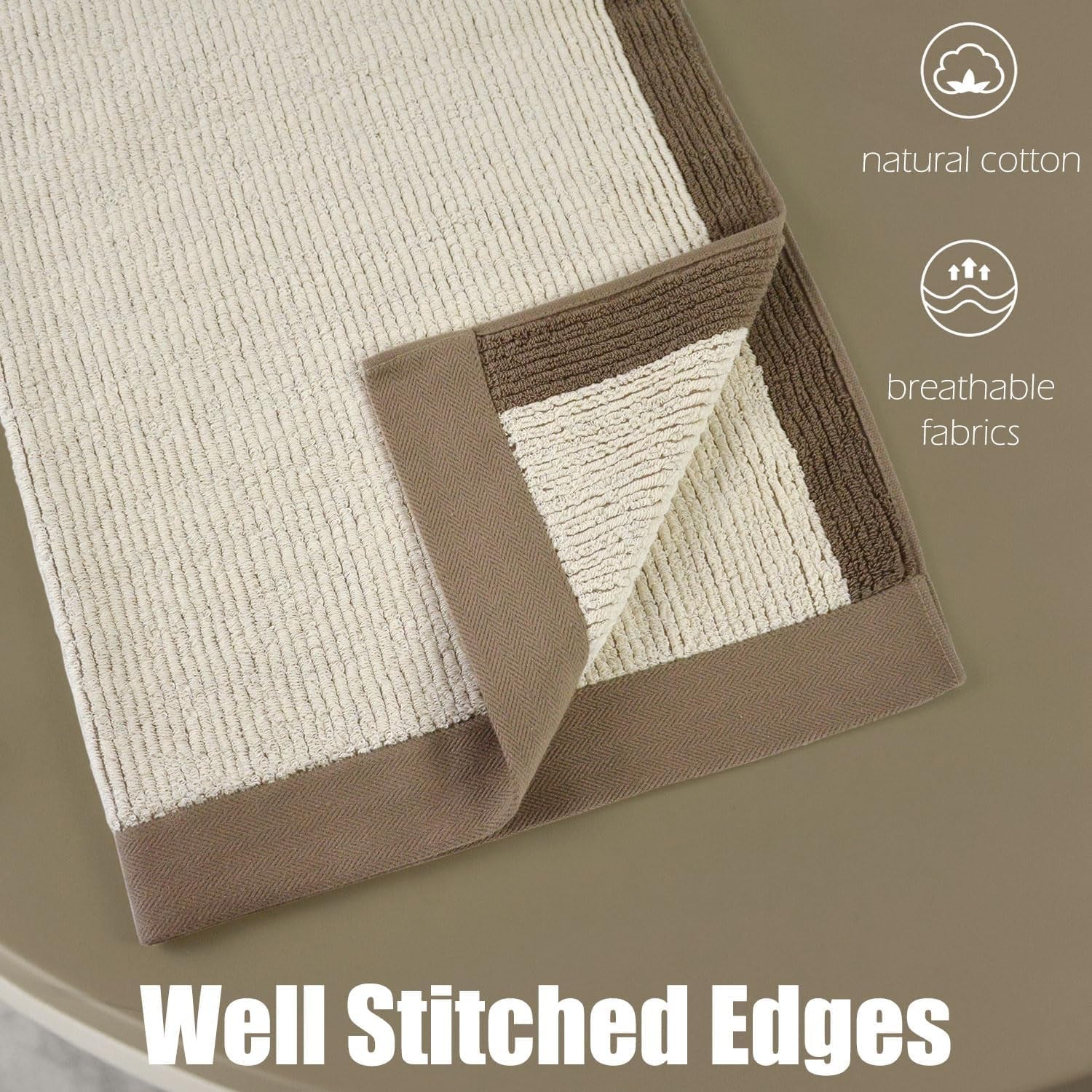 Shower Towels for Bathroom - Ultra Soft Bath Towels Set of 2, 520 GSM, 500,000 Dense Loops per Side, Quick-Dry and Highly Absorbent, 54 X 28 Inches, Light-Brown