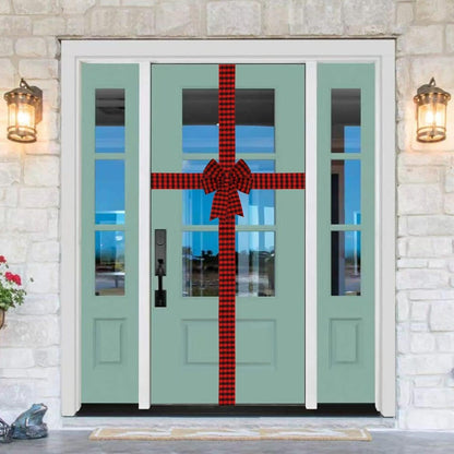 14 Ft Christmas Cabinet Door Ribbons Bows Large Christmas Burlap Plaid Red Ribbons Bows Kitchen Ribbons Bows Christmas Kitchen Decorations for Christmas Home Kitchen (Red-B)