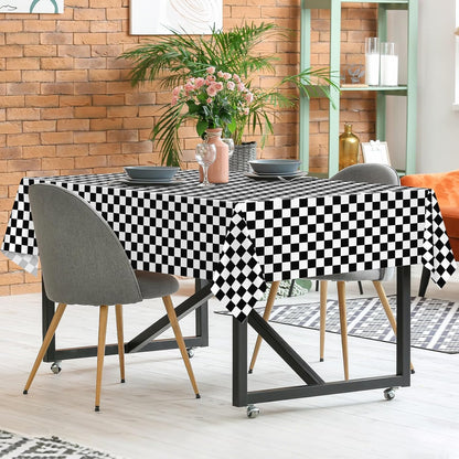 2 Pack Checkered Tablecloth, 54 X 108 Inches Black and White Gingham Tablecloths Plastic Table Cloth Disposable Picnic Tablecovers for Rectangle Table