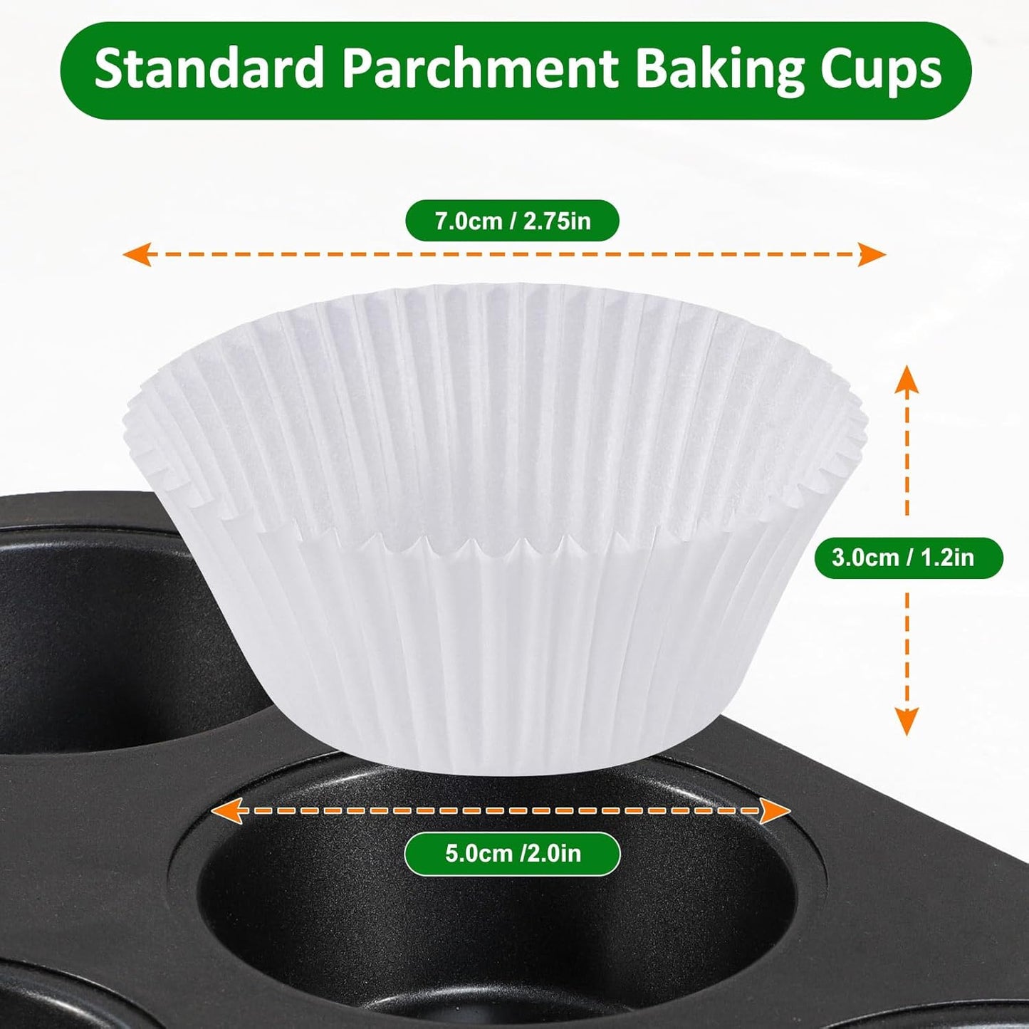 225Pcs White Parchment Cupcake Liners - Standard Muffin Liners Baking Cups, Parchment Paper Cupcake Wrappers with Excellent Greaseproof & Balanced Non-Stick, No Smell, Food Grade (White)