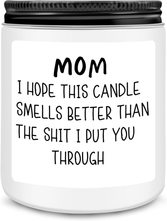Mothers Day Gifts from Daughter Son,Birthday Gifts for Mom, Her, Bonus Mom, Mother (Mom I Hope This Candle-White)