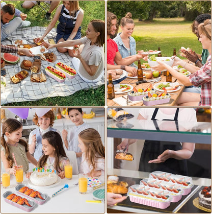 Mini Cake Pans with Lids and Spoons, Small Aluminum Foil Loaf Pans, Rectangular Baking Containers for Party and Picnics, 25 Pack, 6.8Oz (Pink)