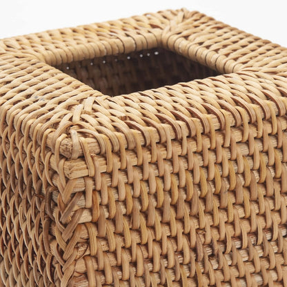 Rattan Tissue Box Cover Natural Woven Facial Napkin Holder Square (Natural, 5.5X5.5X5.9 Inch)
