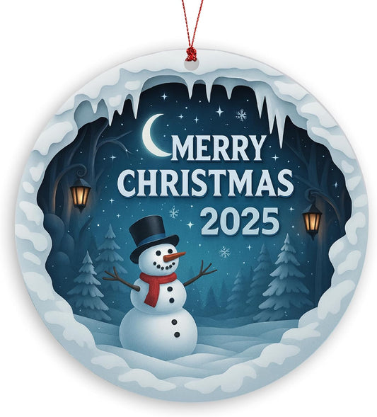 Merry Christmas Ornaments 2025, Snowman Charm, Holiday Joy, Ornaments Decorations, Lovely Snowman Ornament Hanging Decor for Tree, Car, Home, White Elephant Gifts, Christmas Decorations