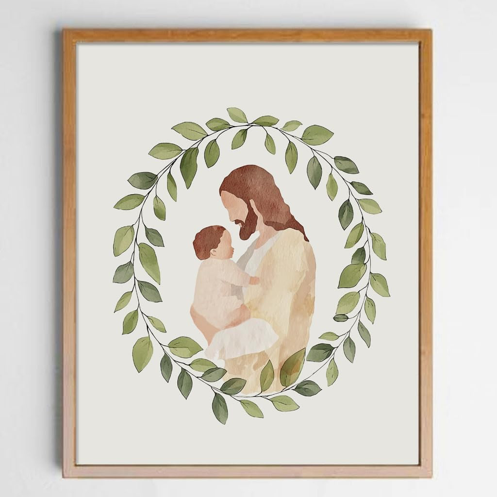 Miscarriage Baby Loss Watercolor Print, Jesus Christ Holding Gender Neutral Baby, Miscarriage Art, Miscarriage Keepsake, Baby Loss Gift, Baby Loss Sympathy Gift (5 X 7 Inches)