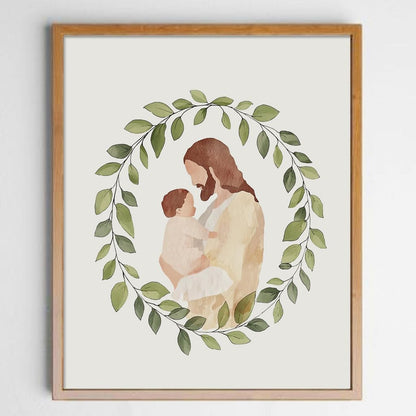 Miscarriage Baby Loss Watercolor Print, Jesus Christ Holding Gender Neutral Baby, Miscarriage Art, Miscarriage Keepsake, Baby Loss Gift, Baby Loss Sympathy Gift (5 X 7 Inches)