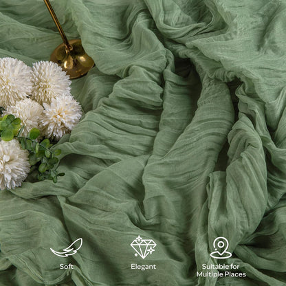 1 Pack Sage Green Cheesecloth Table Runner, 35X120 Inch Boho Rustic Cheese Cloth, Decorative Table Runners for Bridal Baby Shower Decorations or Wedding Table Decorations