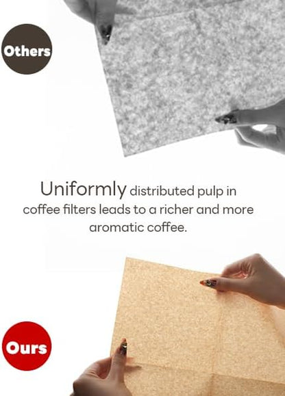 Pre-Folded Natural Unbleached Coffee Filters - 50 Pack, Compatible with Pour-Over Coffee Makers