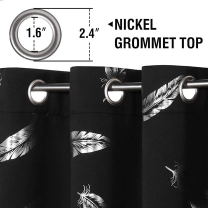 100% Blackout Black Curtains for Bedroom 84 Inches Long Thermal Insulated Window Curtain Drapes for Living Room/Sliding Glass Door, Modern Simple 2 Panels, Black