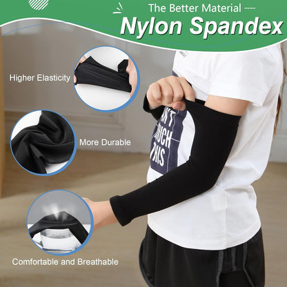 Kid Arm Sleeve 4 Pairs, Compression Arm Sleeve for Basketball Football Baseball Volleyball Youth Boy Girl Sports