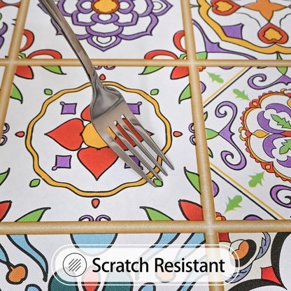 Rectangle Tablecloth, Waterproof Vinyl Table Cloth with Flannel Backing, Plastic Table Cloths for Dinner, Kitchen, Outdoor and Parties, 60"X84"