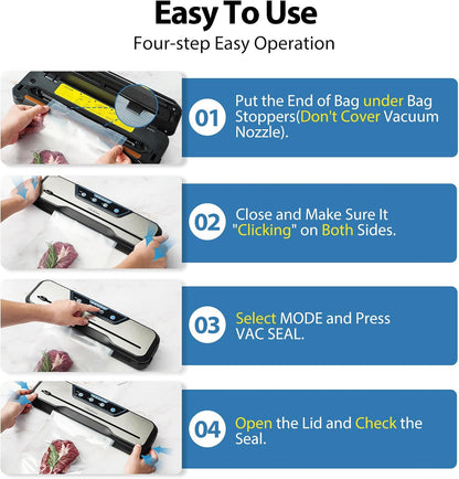 Vacuum Sealer Machine, with Starter Kit and 2-Year Warranty,  Automatic Air Sealing for Food Storage, Build-In Cutter, Moist Mode, EXT-VAC