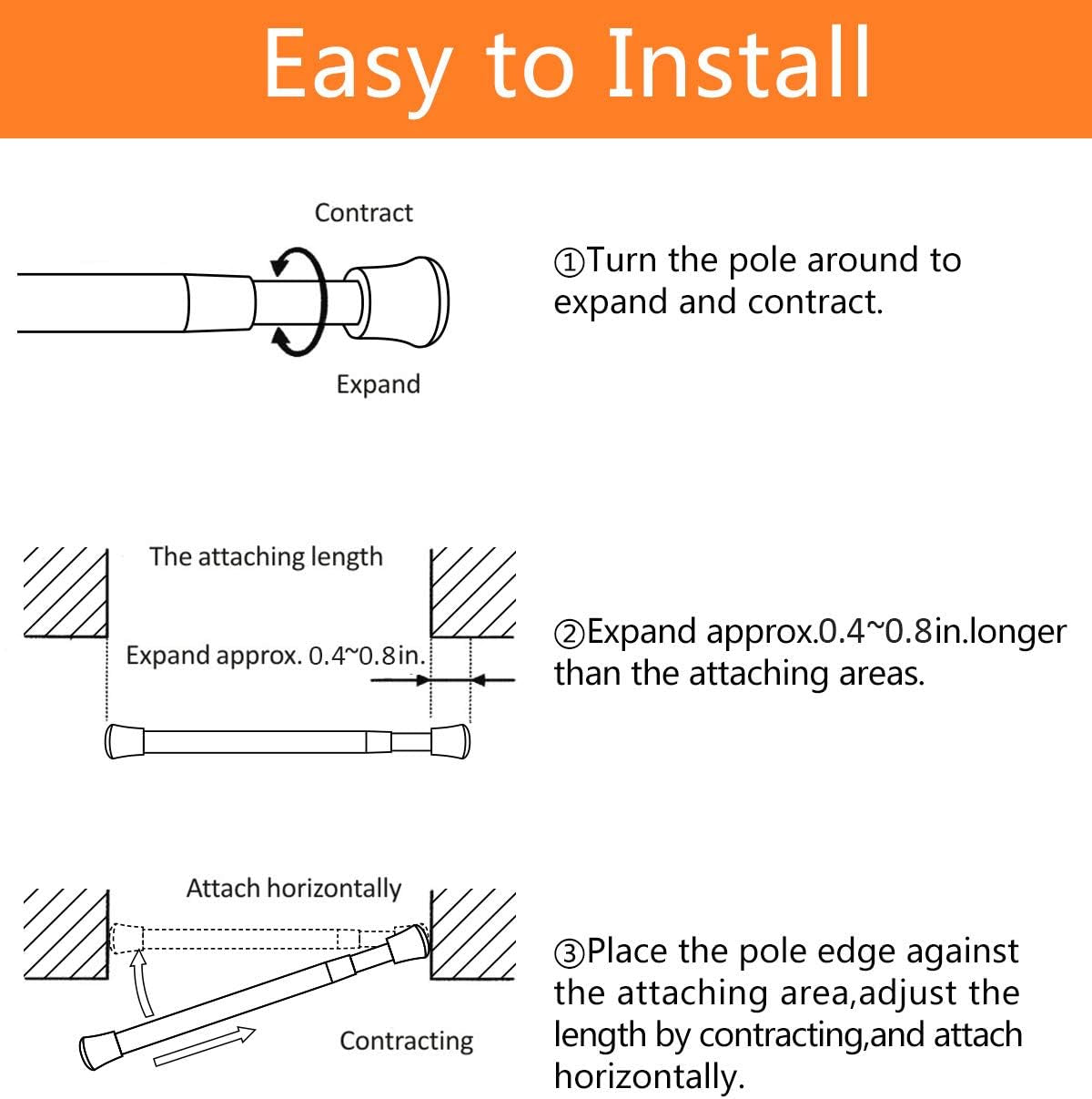 2 Pack Small Spring Tension Curtain Rod 7.5 to 11.5 Inch, Thin Tension Rod No Drill for Window Cupboard Closet, White