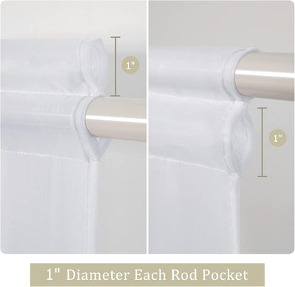 Sidelight Sheer French Door Curtains 25 X 40 Inches Light Filtering Window Treatment with Tieback - 2 Panels, White