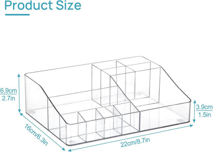 1 Tier Clear Makeup Organizer, Cosmetic Storage for Dresser Countertop and Bathroom Vanity, Beauty Holder for Lipstick Brush Skincare