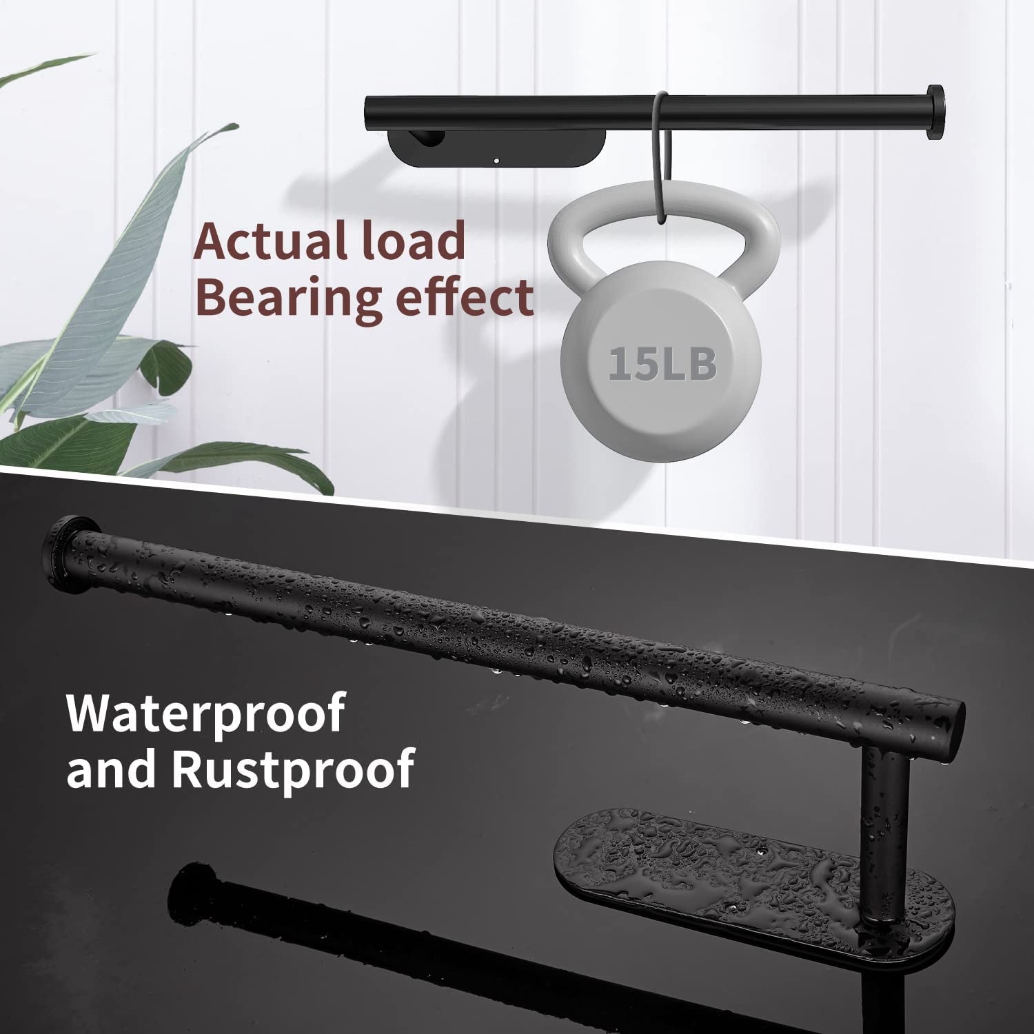 Paper Towel Holder under Cabinet Wall Mount for Kitchen Towel, Self-Adhesive Bar, Rack, SUS304 Stainless Steel 13 Inch (Blacka, 1)