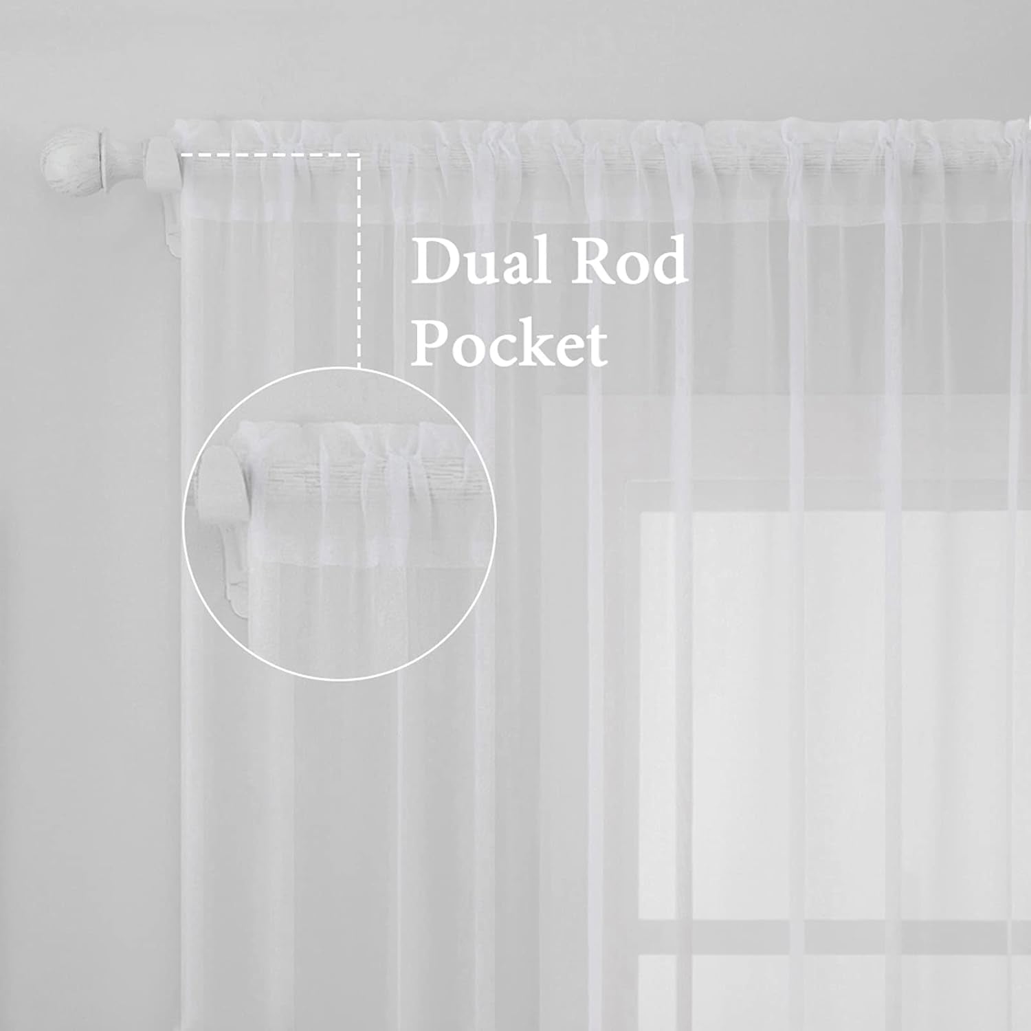 2 Panels Solid Color White Sheer Window Curtains Elegant Window Voile Panels/Drapes/Treatment for Bedroom Living Room (54 X 84 Inches White)